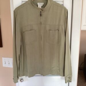 Coldwater Creek green zippered jacket Sz L